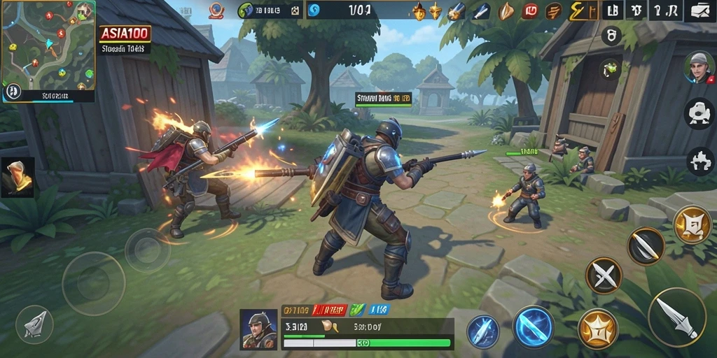 Screenshot gameplay strategi ASIA100 yang menegangkan.