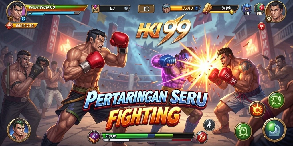 Tampilan aksi seru pertarungan di HOKI99 dengan karakter beragam.