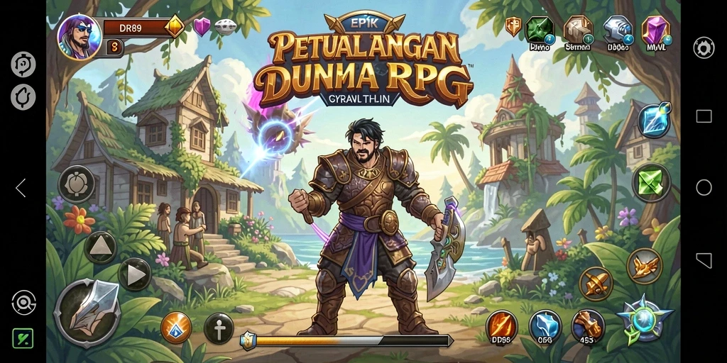 Tangkapan layar menampilkan pertarungan epik dalam game RPG IDR89.