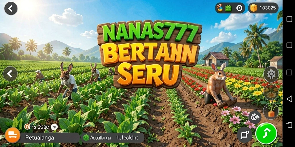 Gameplay NANAS777 yang menampilkan kebun yang subur dan beragam tanaman.